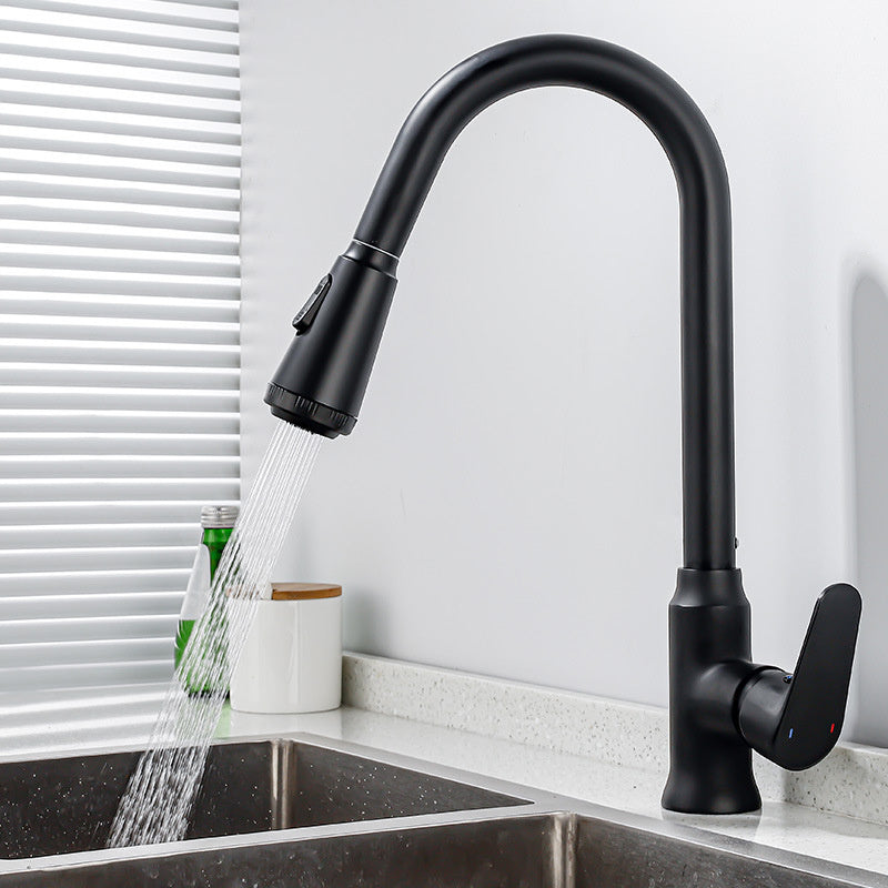 Black all copper kitchen pull-out faucet