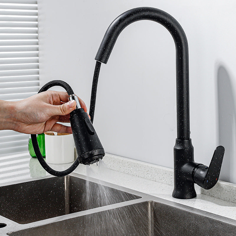 Black all copper kitchen pull-out faucet