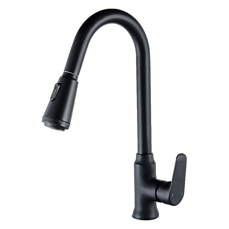 Black all copper kitchen pull-out faucet